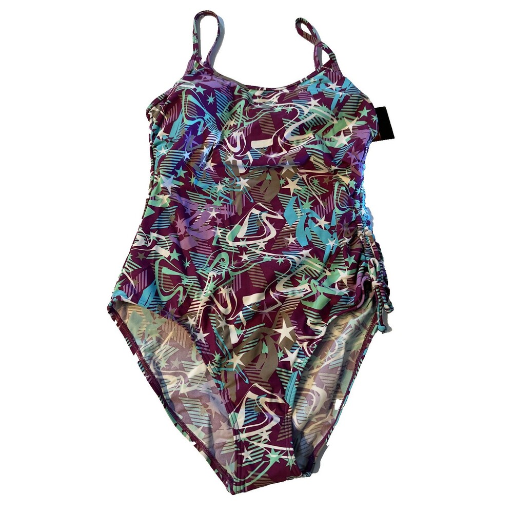 On The Beach women's one piece swimsuit multicolor adjustable straps Size 12 NWT